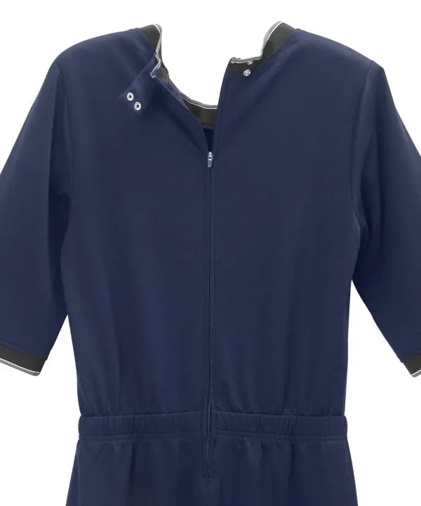 Navy Women's Full Back Zipper Jumpsuit opened
