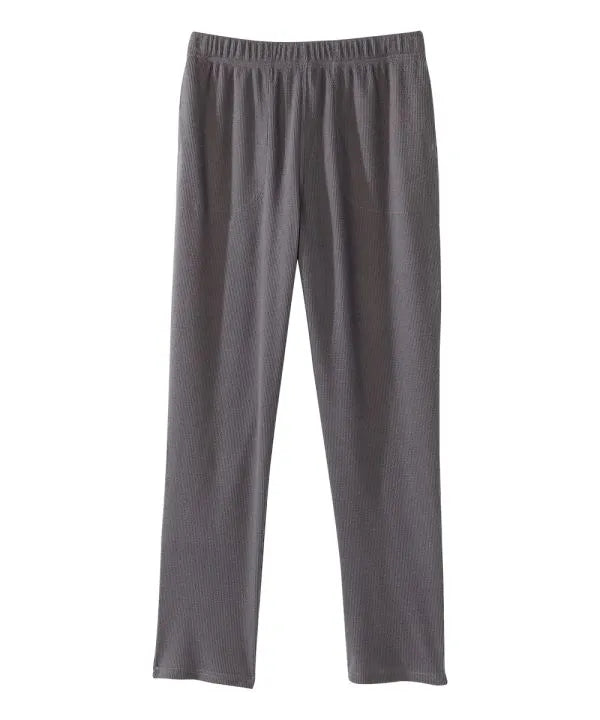 Bottom of the pewter Men's Knit Pajama Set With Back Overlap Top & Pull-on Pant
