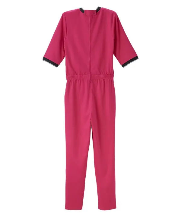Back of the pink Women's Full Back Zipper Jumpsuit