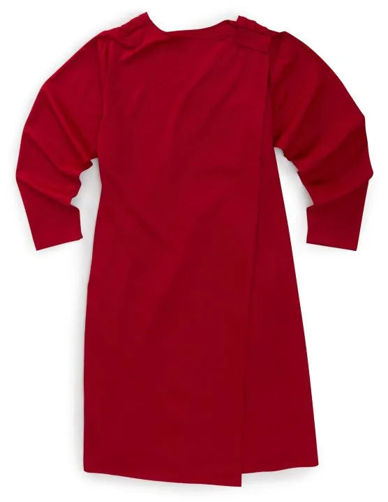 Back of the red Women's Ponte Long Sleeve Open Back Dress