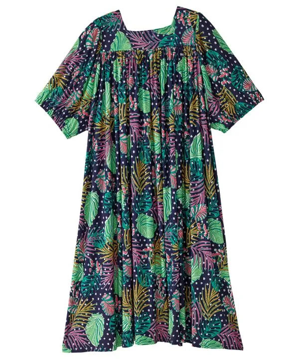 Back of the tropical leaves dots Women's Knit Maxi Dress