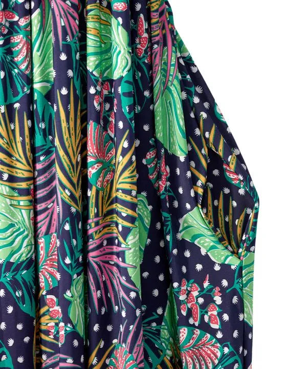 Fabric of the tropical leaves dots Women's Knit Maxi Dress