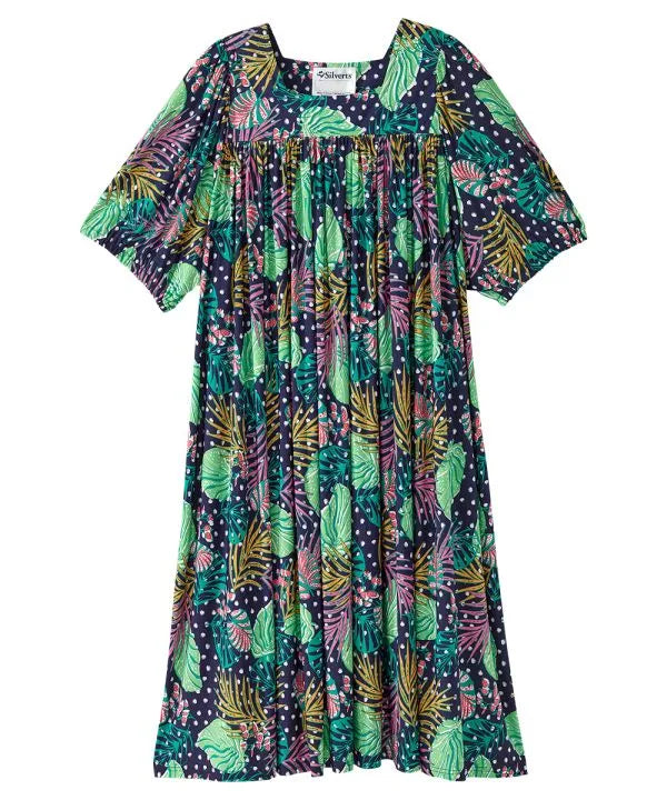 Front of the tropical leaves dots Women's Knit Maxi Dress