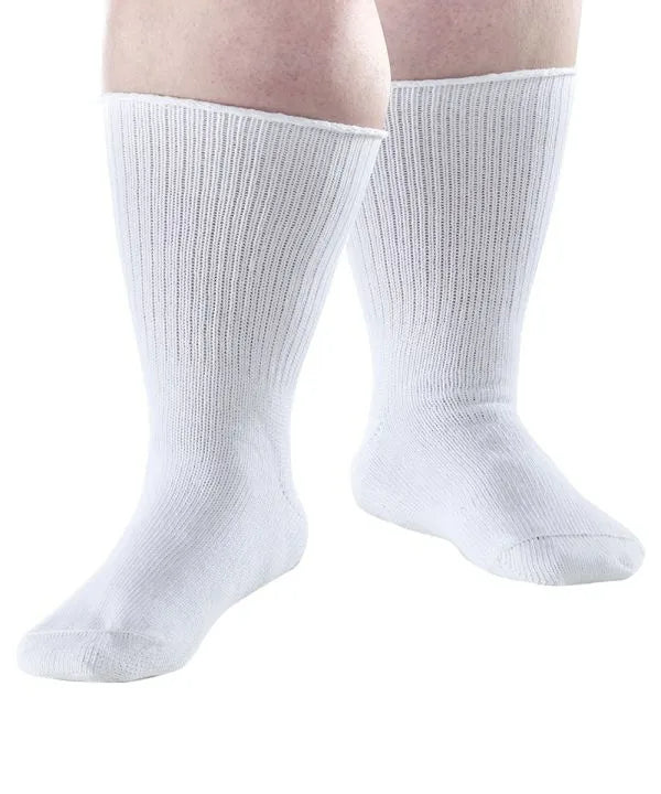 White Unisex Diabetic Wide Socks