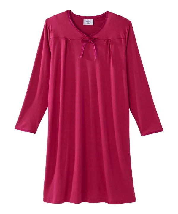 Front of the wine Women's Antimicrobial Open Back Nightgown