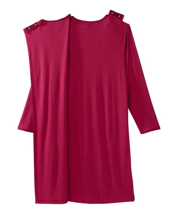 Snap Closure of the wine Women's Antimicrobial Open Back Nightgown