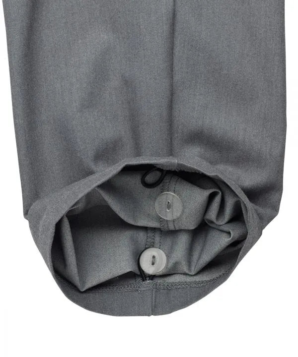 Women's heather grey pant with easy grip pulls, bottom of pant leg