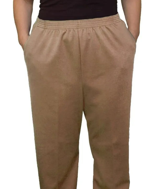 Taupe Women's Pull-on Pants with Pockets