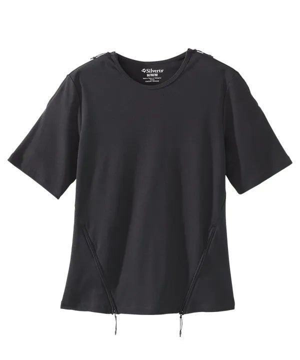 Black recovery top with zips on arms and at front