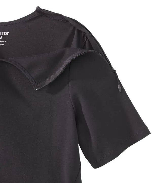 Black recovery top with zips on sleeves