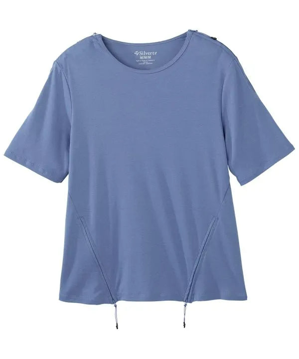 Ciel blue recovery top with zips on arms and at front