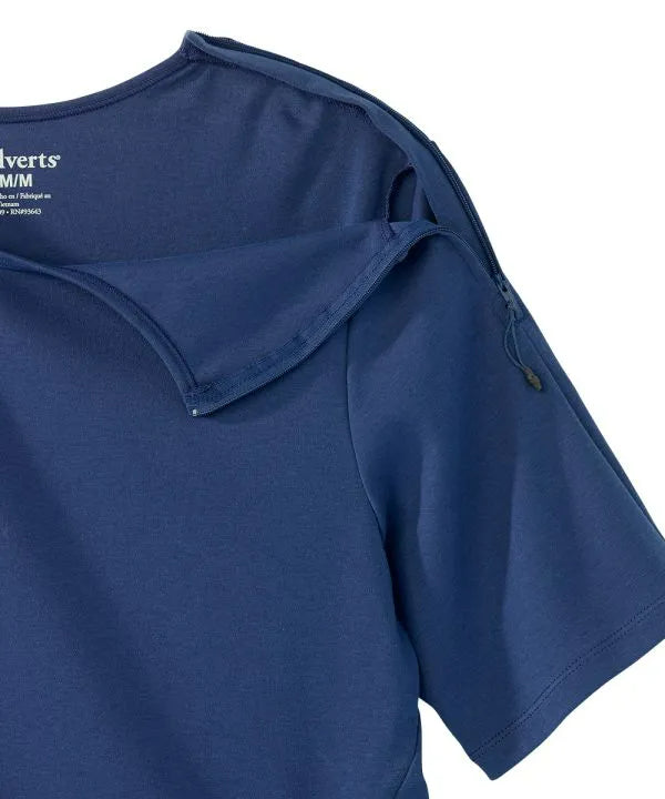navy recovery top with zips on sleeves