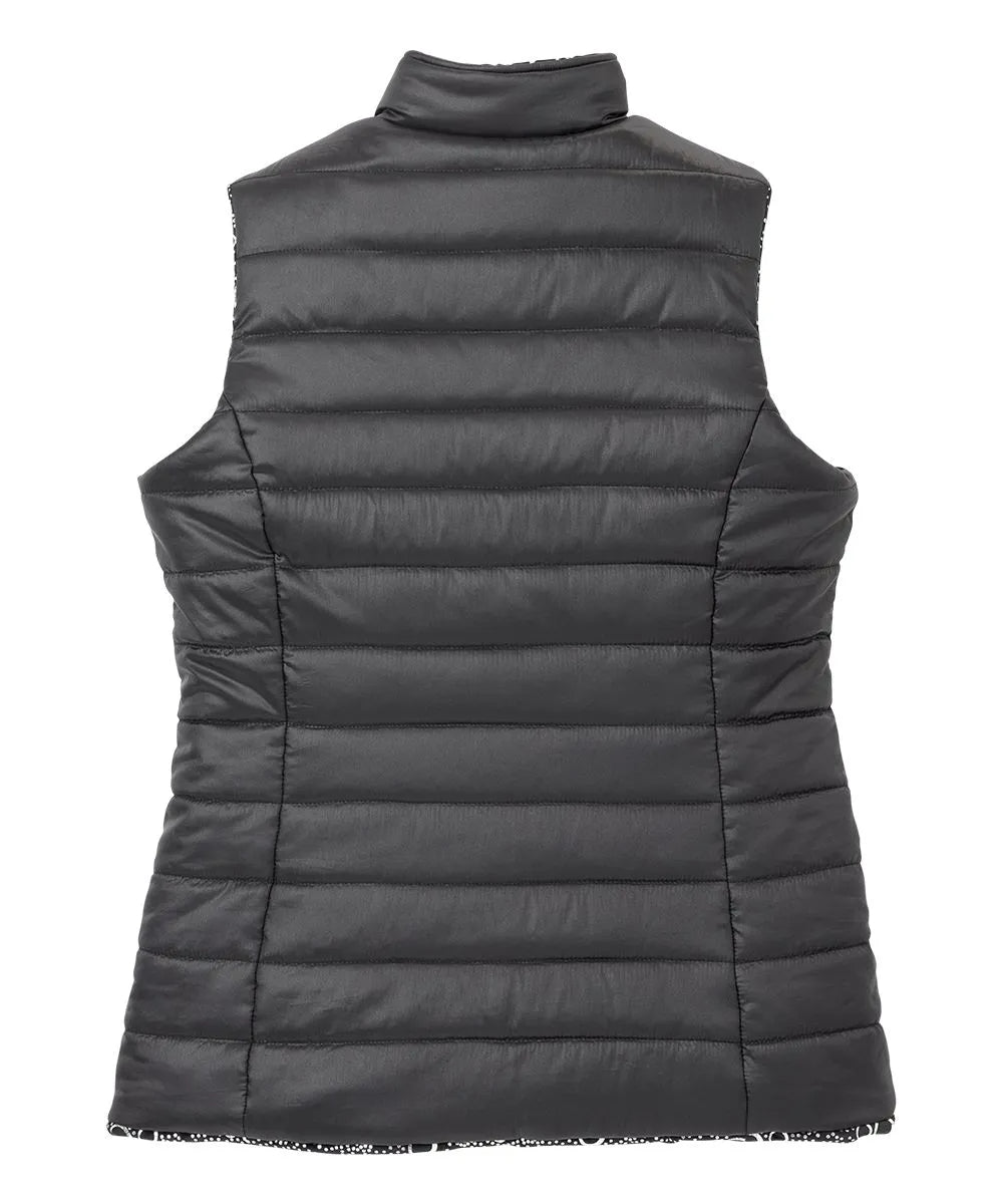 Back of the Black Silver Women’s Reversible Front Vest with Magnetic buttons