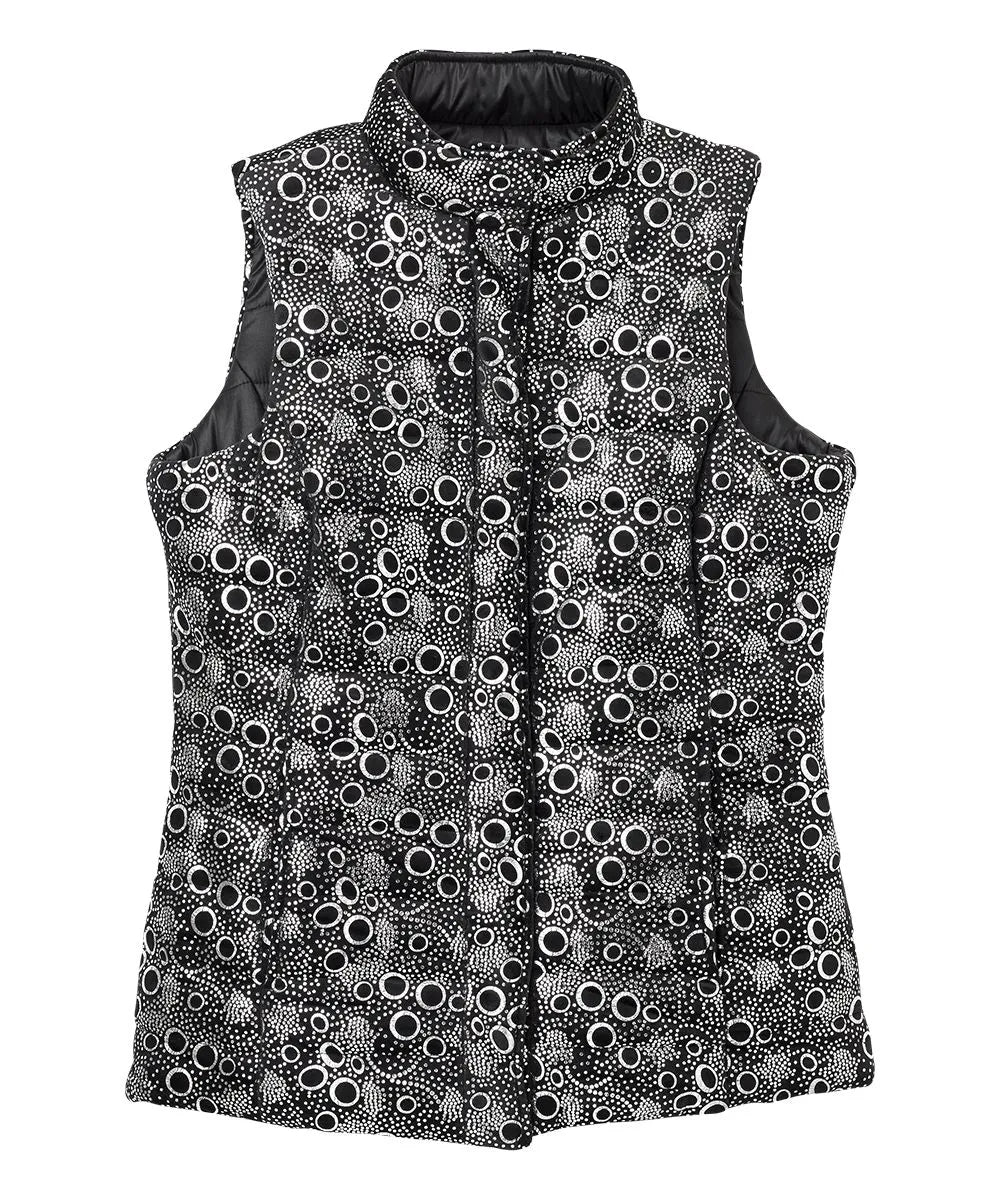 Interior side of the Black Silver Women’s Reversible Front Vest with Magnetic buttons