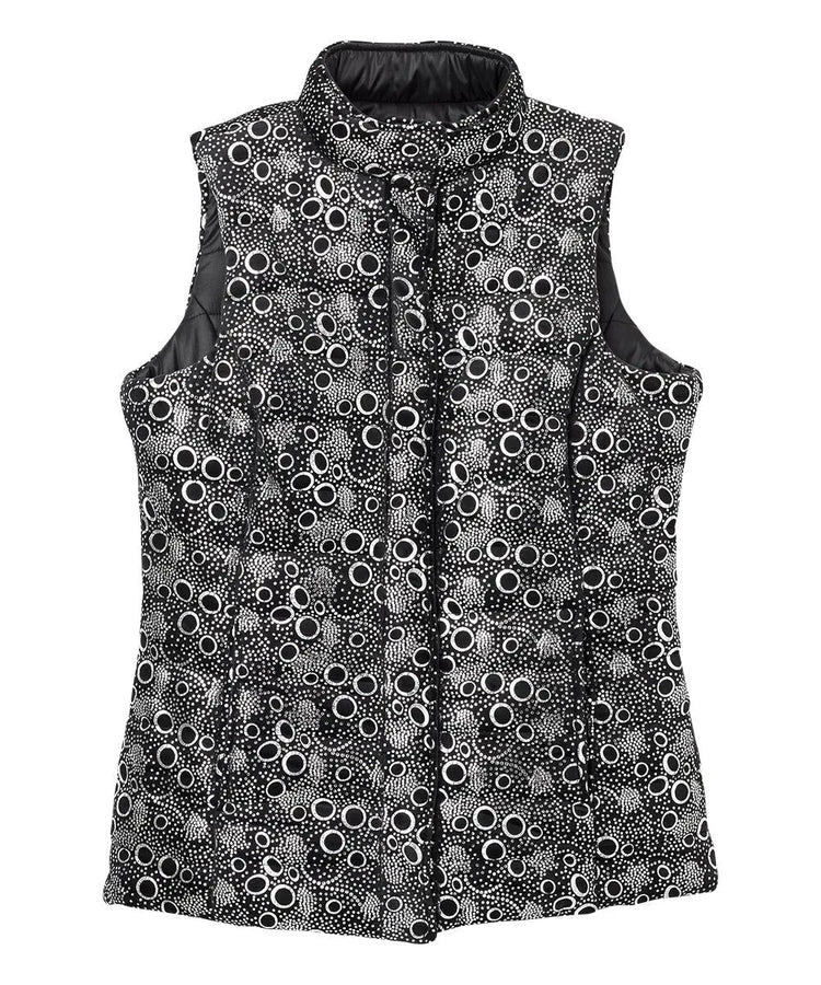 Interior side of the Black Silver Women’s Reversible Front Vest with Magnetic buttons