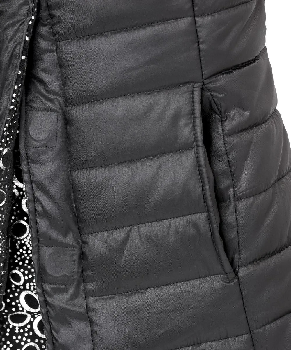 Side Pocket of the Black Silver Women’s Reversible Front Vest with Magnetic buttons