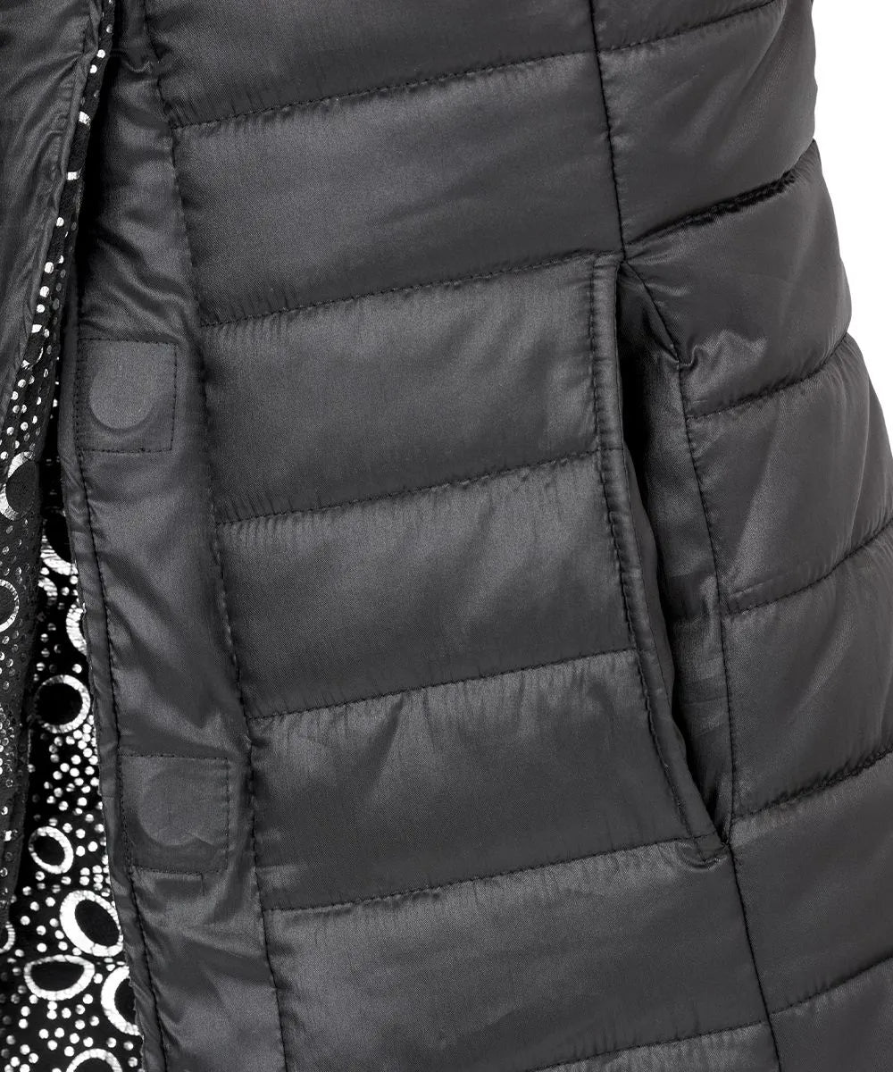 Side Pocket of the Black Silver Women’s Reversible Front Vest with Magnetic buttons