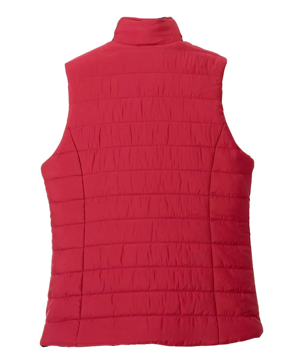 Back of the Red Floral Women’s Reversible Front Vest with Magnetic buttons