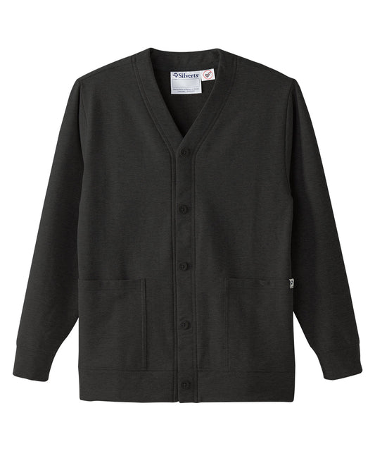 Front of the Black Women’s Self Dressing Fleece Cardigan with Magnetic Button