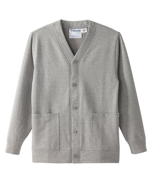 Front of the Heather Gray Women’s Self Dressing Fleece Cardigan with Magnetic Button
