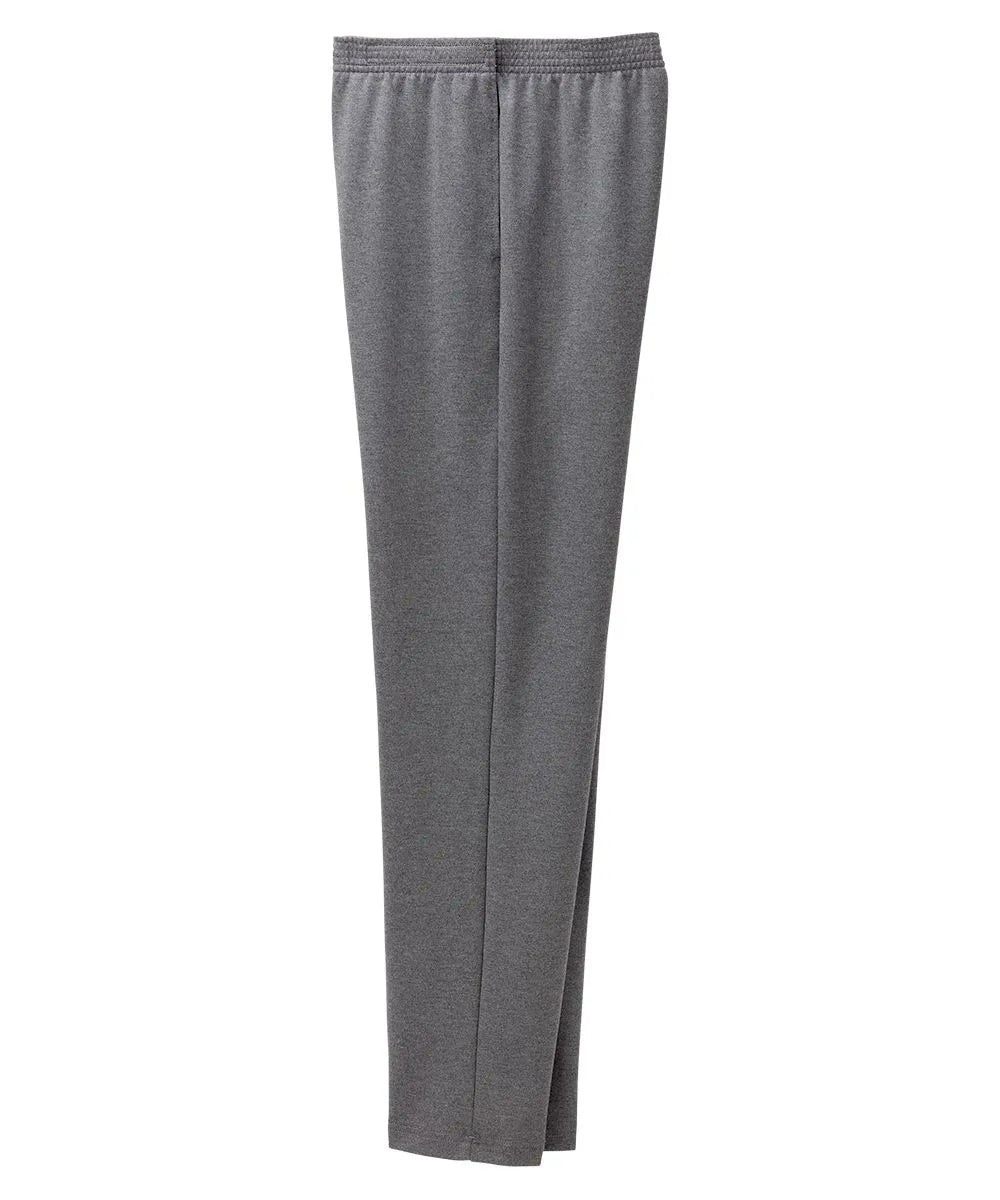 Side of the Heather Gray Women's Soft Knit Pants with adjustable straps