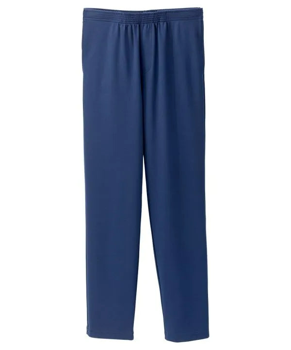 Front of the Navy Women's Soft Knit Pants with Adjustable Straps