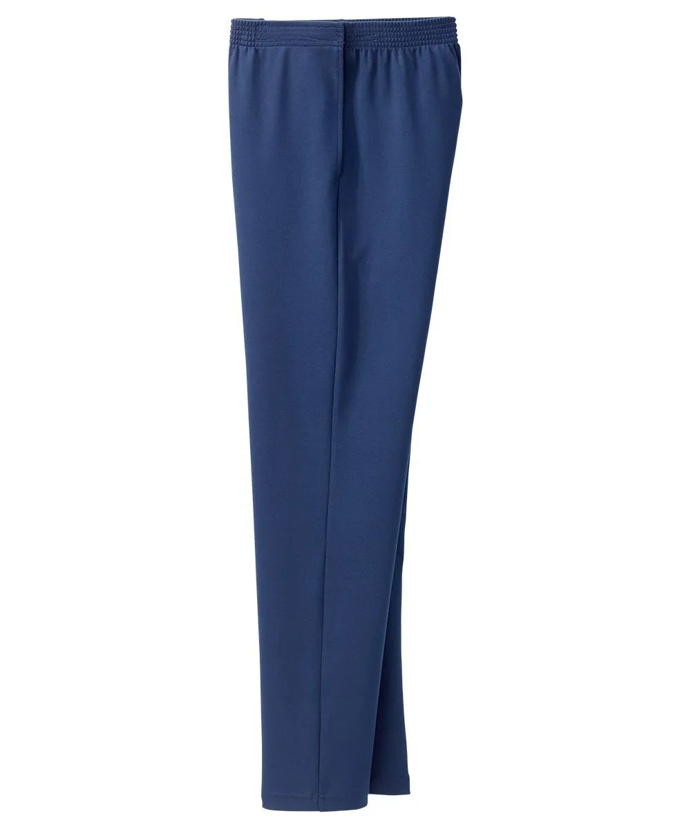 Side of the navy Women's Soft Knit Pants with adjustable straps