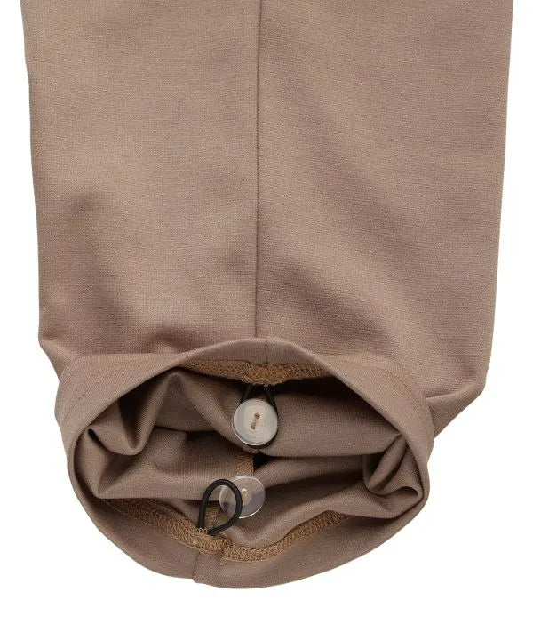 Bottom of the taupe Women's Soft Knit Pants with adjustable straps