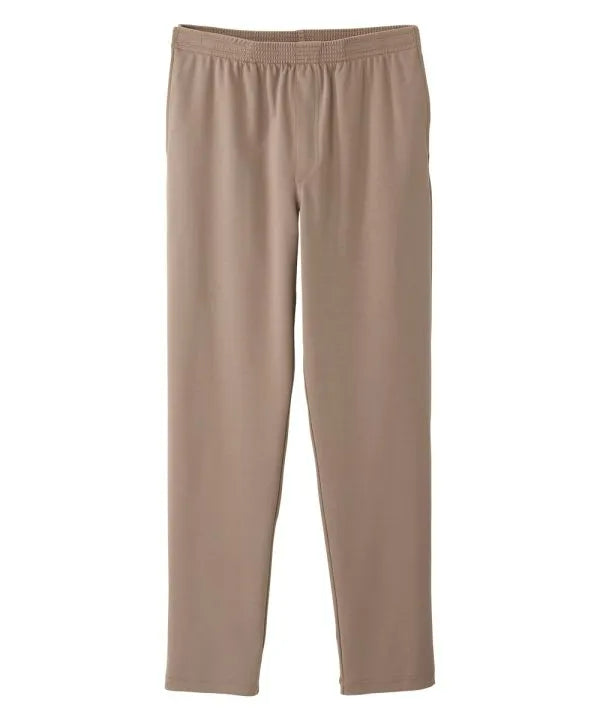 Front of the taupe Women's Soft Knit Pants with Adjustable Straps