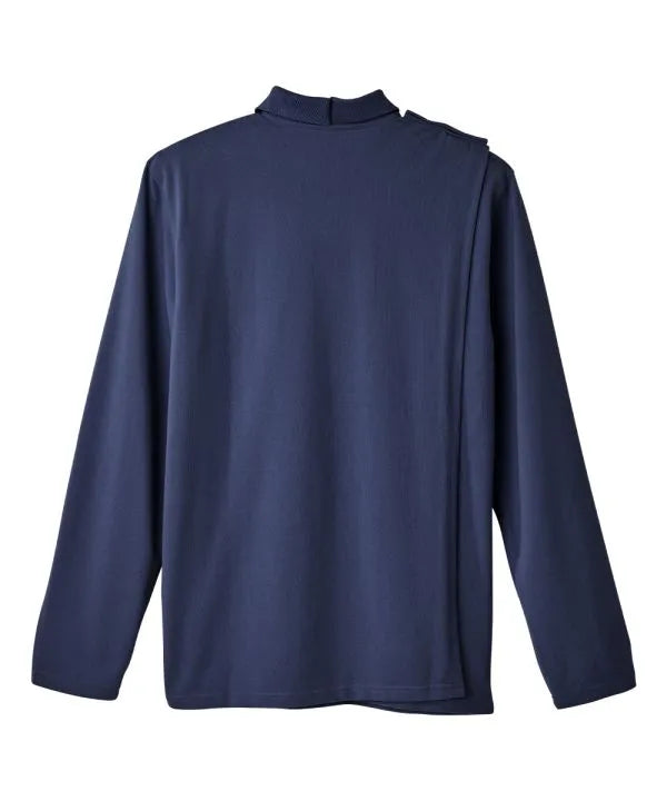 june adaptive mens long sleeve polo shirt with open back dark navy